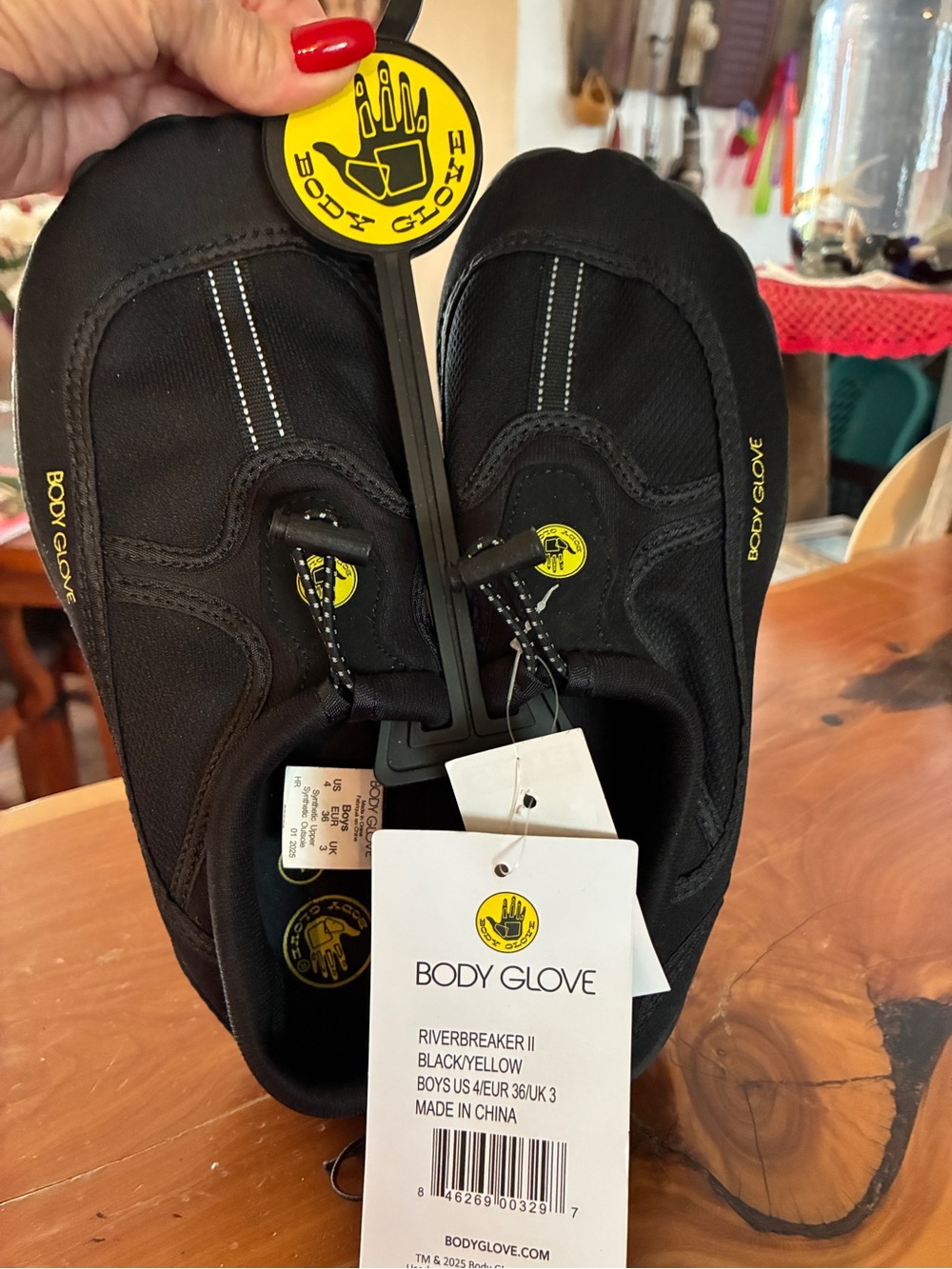 Body Glove Black and Yellow Slip-On Water Shoes for boys. #63